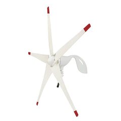 natures generator White wind turbine with red tips on a white background