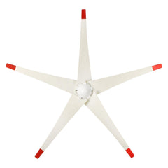 White fan with red tips on a white background