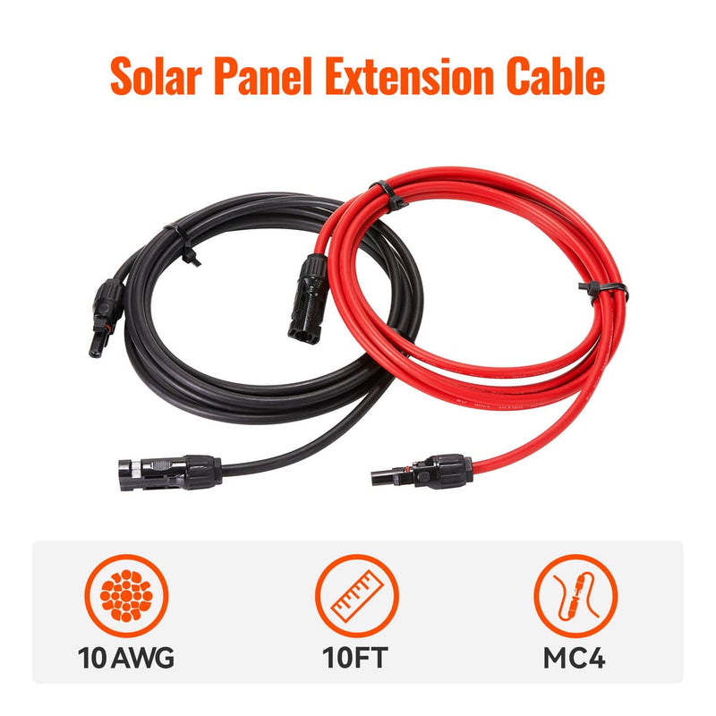 Rich Solar 10ft 10 AWG Solar Extension Cable Pair - AllProGenerators