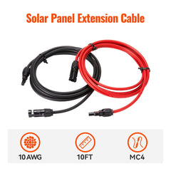 RICH SOLAR RS-50102 50-foot 10 AWG red and black solar extension cables