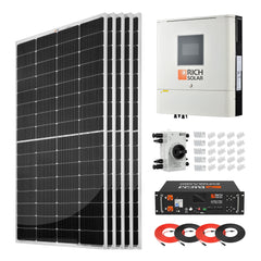 Rich Solar RS-CBK1250 five panels inverter battery and cables
