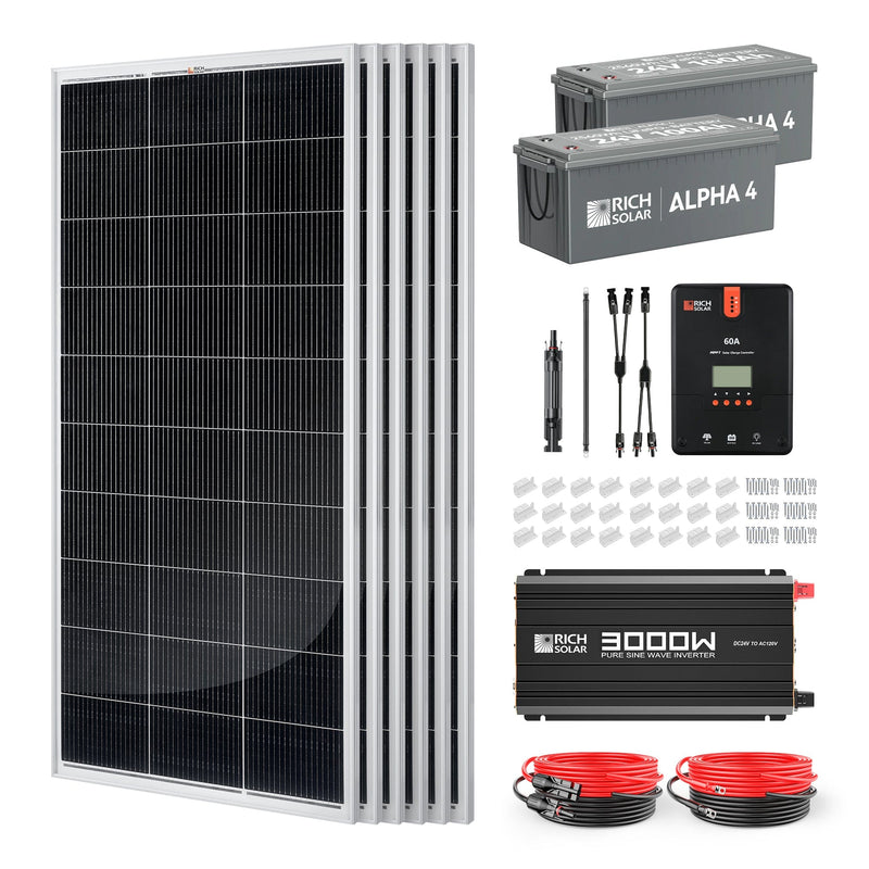 Rich Solar 1200W 24V Complete Solar Kit | 5.12kWh Battery - AllProGenerators