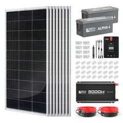 Rich Solar RS-CK1600 kit with eight panels two batteries inverter and cables