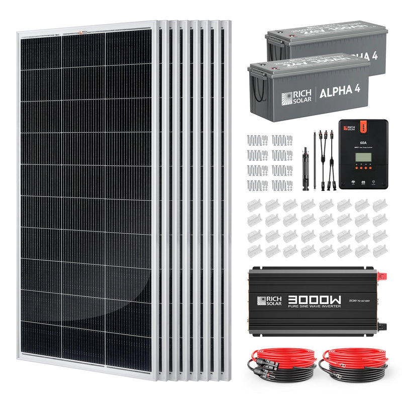 Rich Solar 1600W 24V Complete Solar Kit | 5.12kWh Battery - AllProGenerators