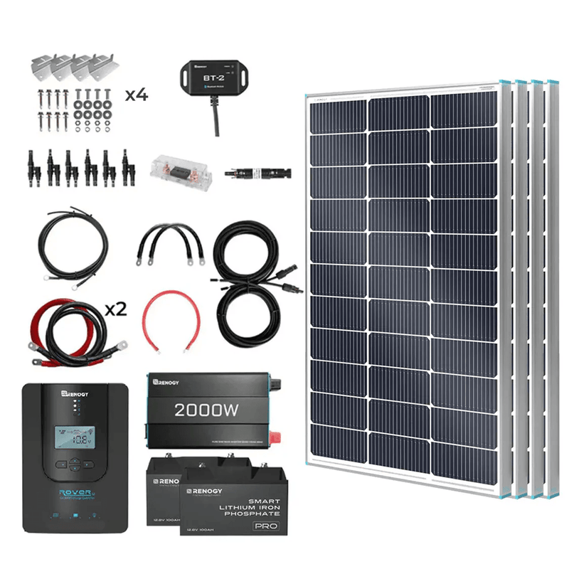Renogy 400W 12V Complete Solar Kit with Two 100Ah Self-Heating Lithium Batteries - AllProGenerators
