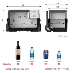 ACOPOWER LionCooler X30A Combo, 32 Quarts Solar Freezer & Extra 173Wh Battery (2 Batteries)