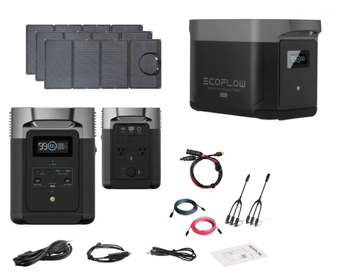Image of Delta 2 with Delta Max Extra Battery 3000 Wh + 480 Watts of Solar - Complete Solar Generator