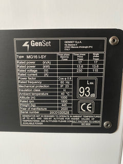 GENSET 13,600 WATT DIESEL GENERATOR - MG 16 I-SY