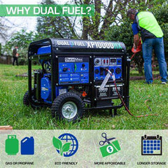 DuroMax XP10000HX 10,000-Watt 439cc Dual Fuel Gas Propane Portable Generator with CO Alert