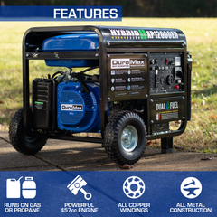 DuroMax XP12000EH 12000-Watt Portable Hybrid Gas Propane Generator "The Beast"