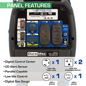 DuroMax XP2300iH 2300-Watt 80cc Dual Fuel Digital Inverter Hybrid Portable Generator with CO Alert
