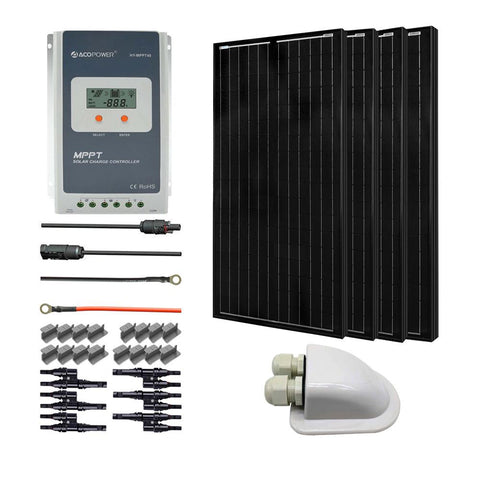 Image of 400 Watts All Black Monocrystalline Solar RV Kits