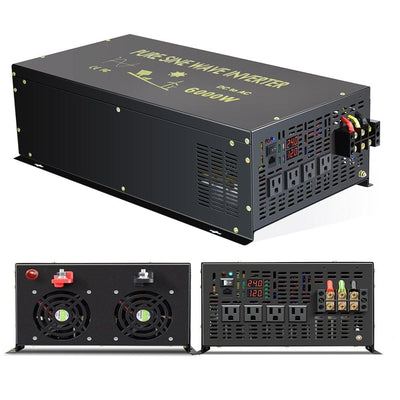 Off Grid Wired Controller Pure Sine Wave Inverter Power 6000W Solar Inverter 12V/48V/96V/110V DC to AC 120V/230V/240V Converter - AllProGenerators
